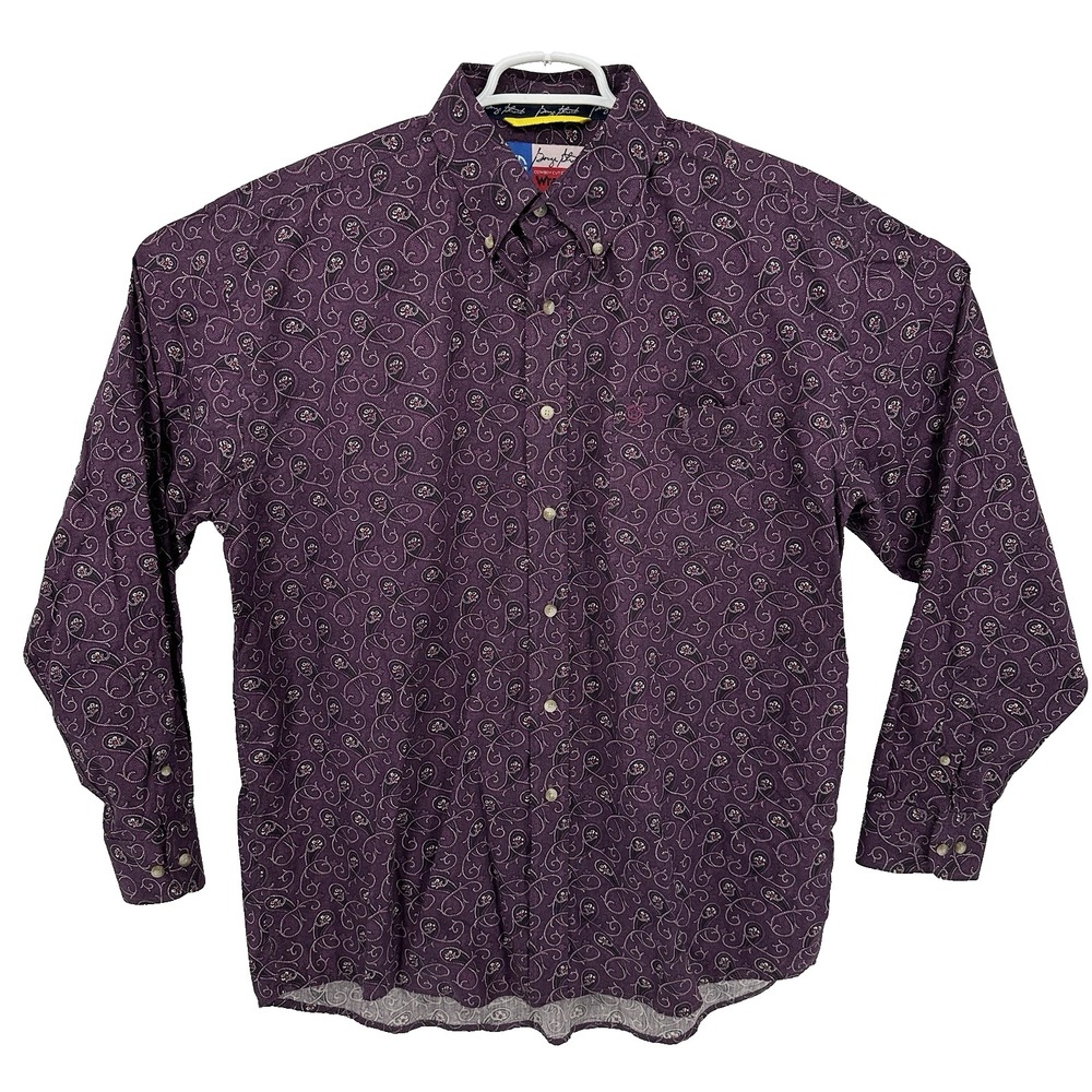 Wrangler George Strait Shirt Mens XL Purple Paisley Western Long Sleeve Rodeo